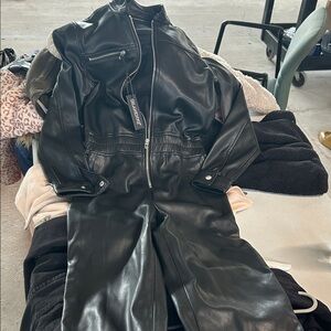 Blank NYC Black Faux Leather Jumpsuit